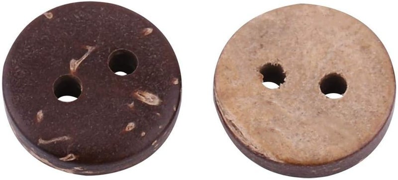 woobles Wooden Buttons, 400Pcs Natural Brown Coconut Shell 2 Holes Sewing Buttons Scrapbooking Decor Accessories 10mm - Image 2
